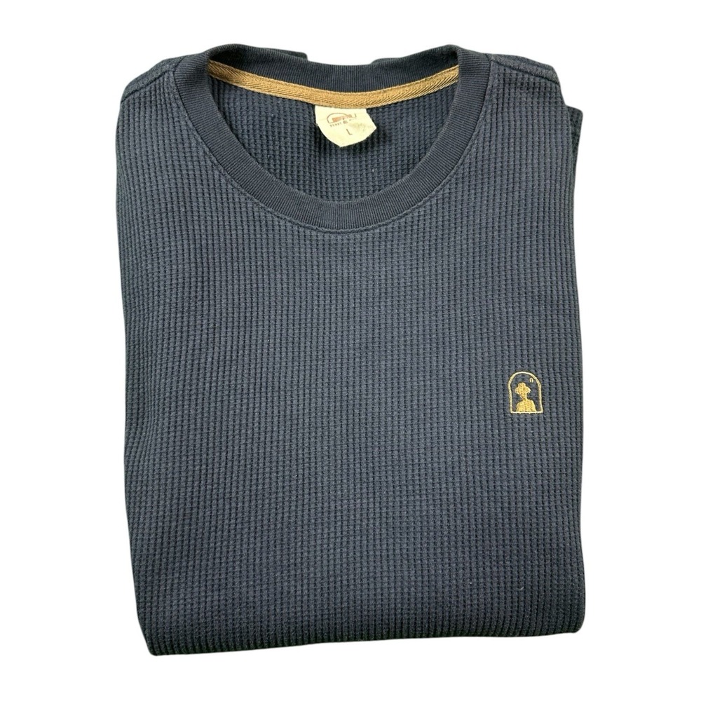 Dandy Del Mar Blue Waffle Knit Cotton Polyester Mens L/S Crewneck Sweater Size L